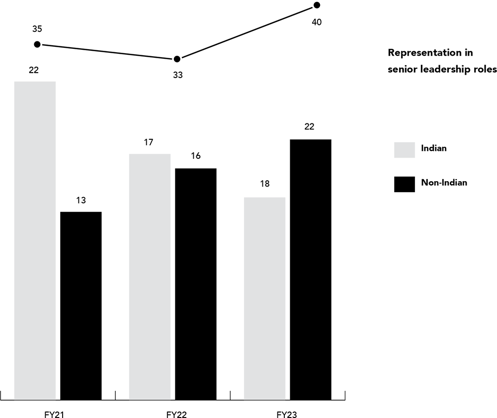 Representation in senior leadership roles